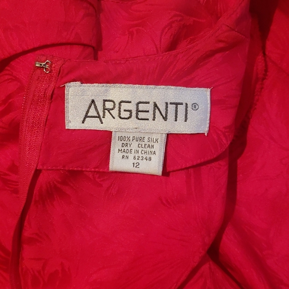 Argenti Vintage Red Silk Dress, Sz 12 - Picture 7 of 12